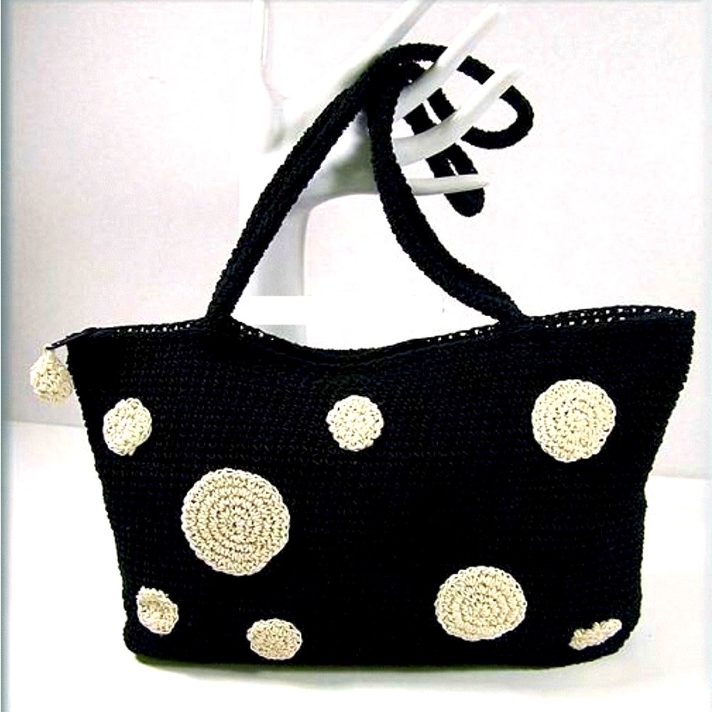 Black & Cream Crocheted Purse Shoulder Bag